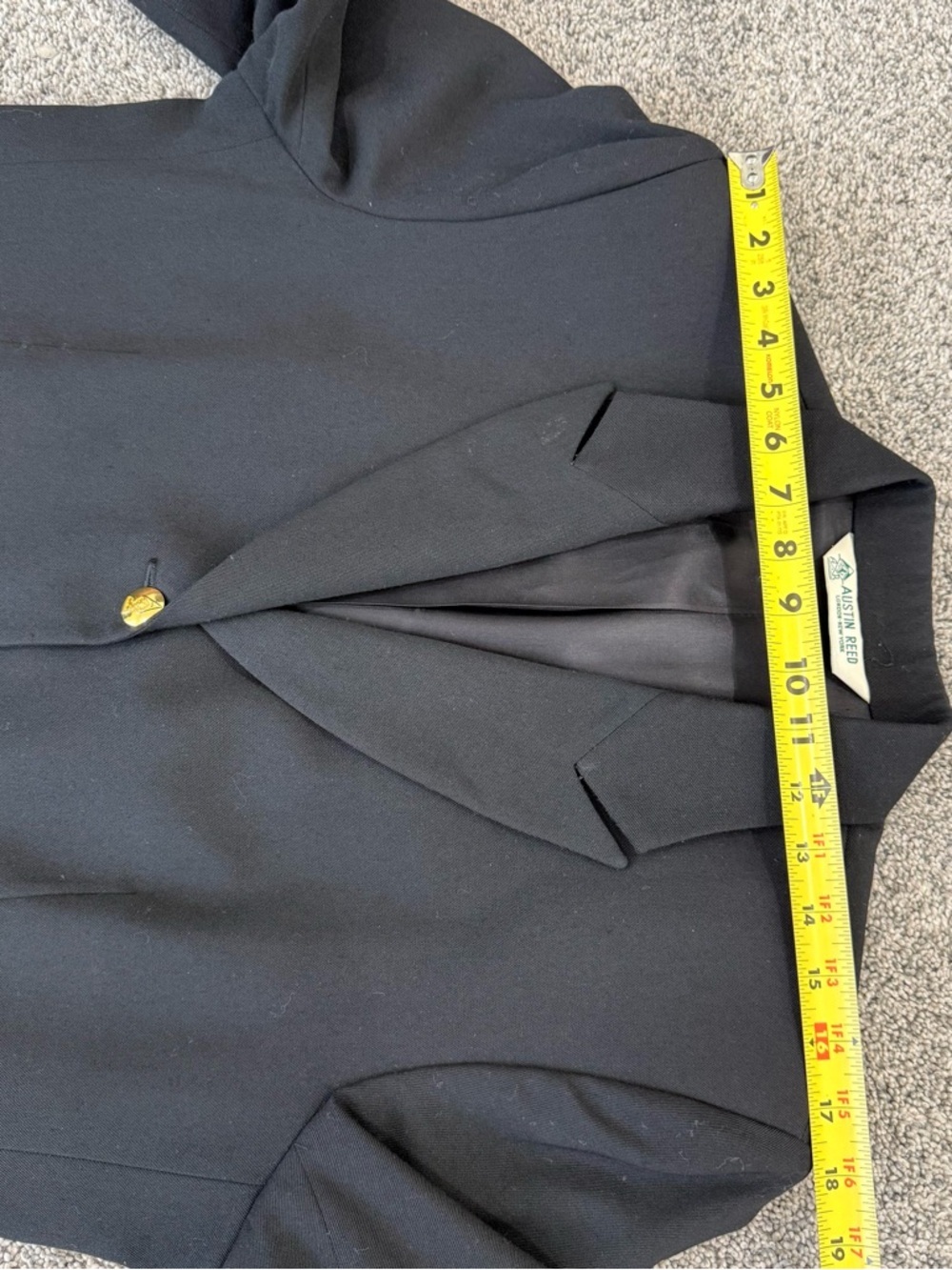 Vintage Austin Reed 100% Wool Black Gold Button Women’s Coat US 14 Made In USA - Picture 7 of 10